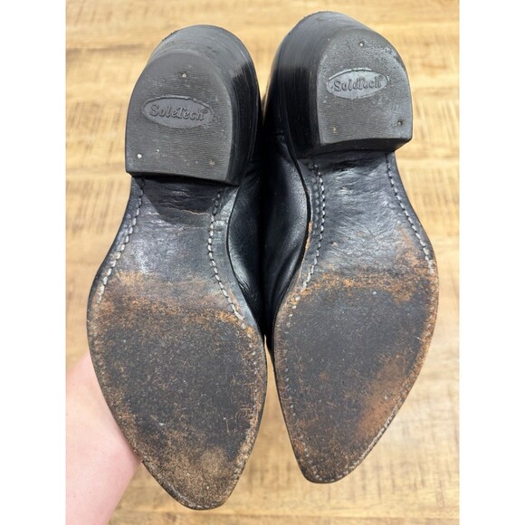 Vintage Justin L4904 Black Leather Snip Toe Cowgirl Boots Made In USA Womans 6B - Picture 8 of 10